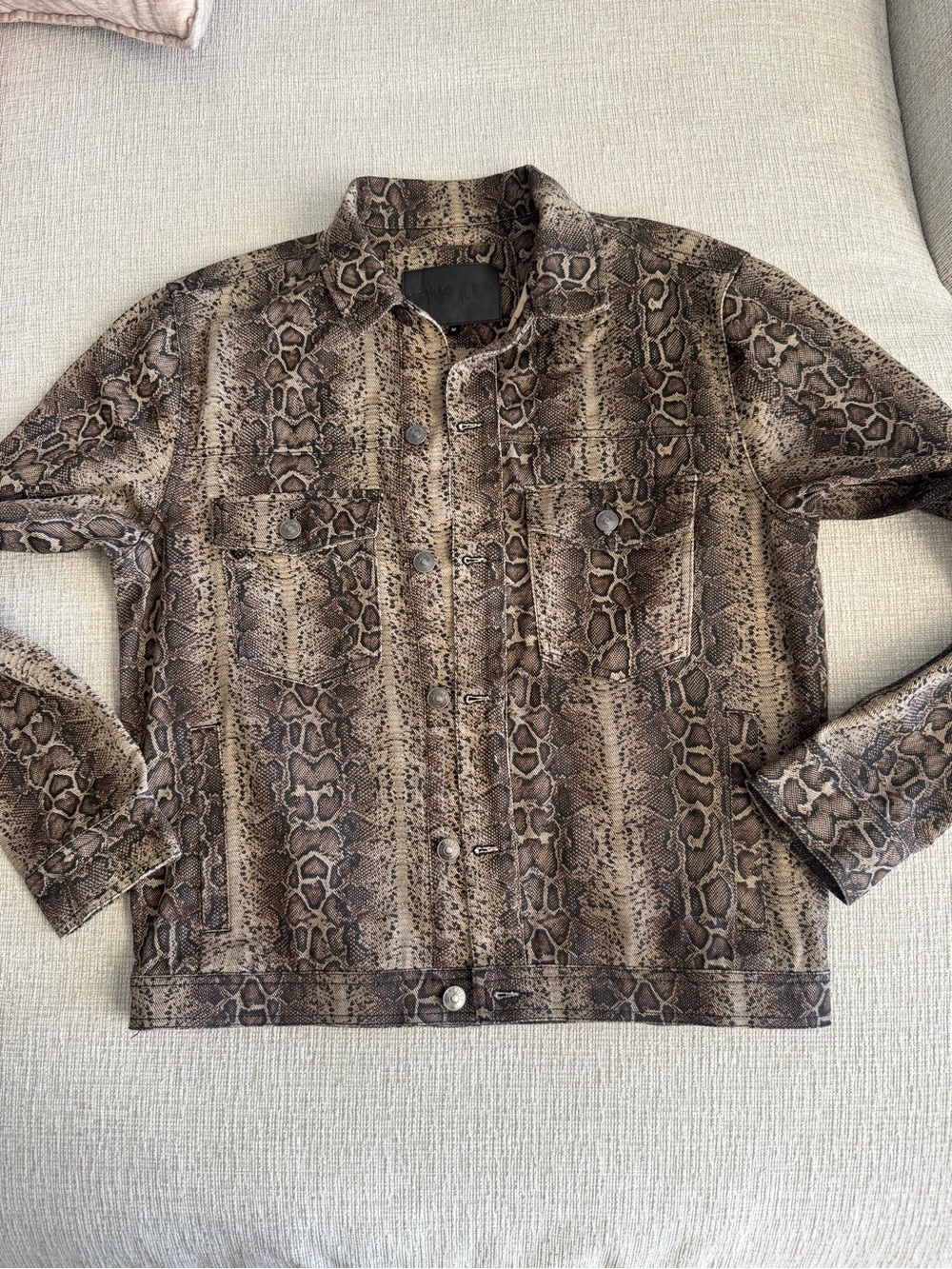 nANA judy Brown and Tan Snakeskin Button-Up Jacket